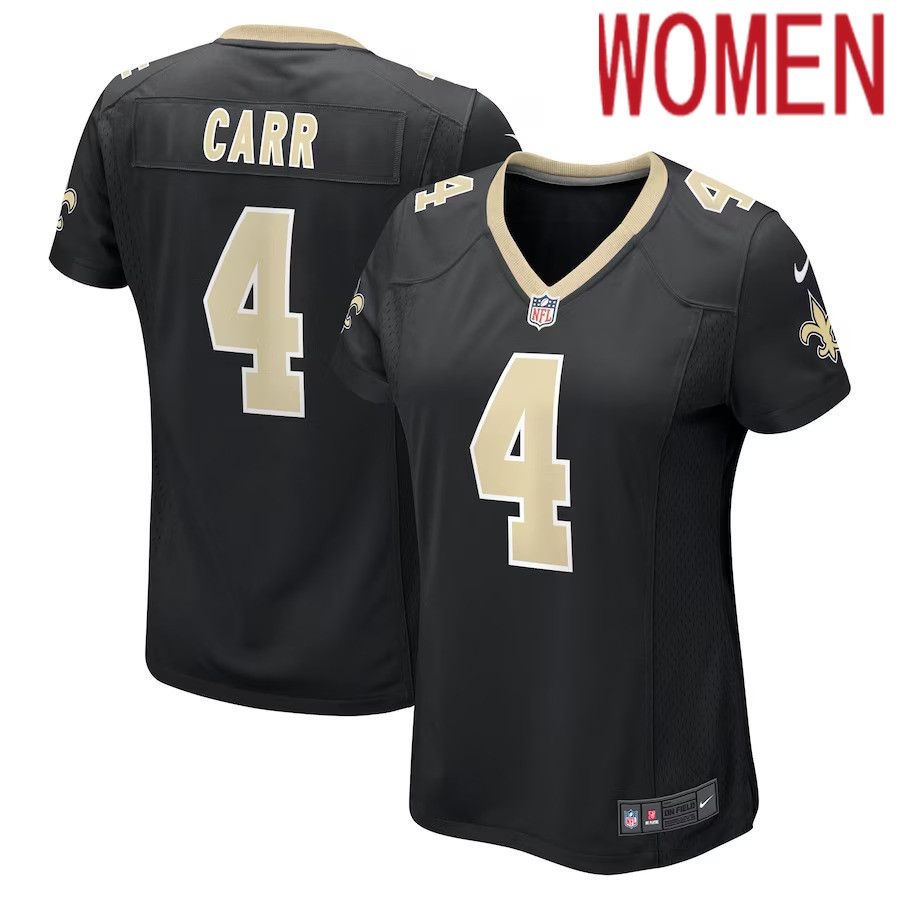 Women New Orleans Saints #4 Derek Carr Nike Black Game NFL Jersey